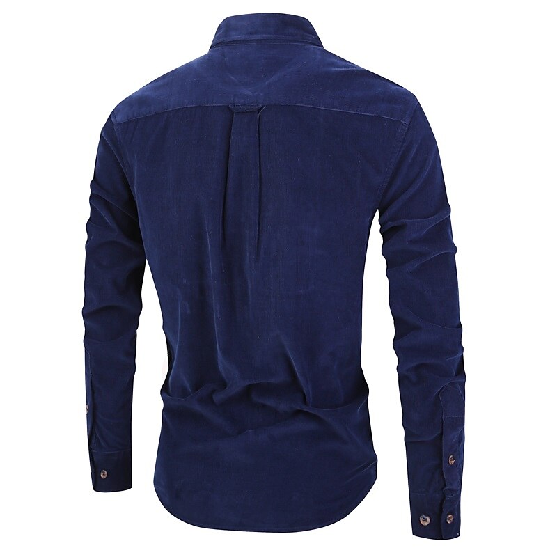 Miesten Rento paita Vakosamettipaita Button Up paita Tavallinen Loma Arki-asut Tumman ruskea Laivaston sininen Kahvi Pitkähihainen Nelikulmainen kaula-aukko Kesä Vaatetus Tasku 2025 - $17.99 –P6
