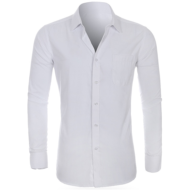 Men's Plain Shirt Long Sleeve Shirt Turndown Outdoor Business Black White Pale Blue Pale Pink Plus Size Clothing Apparel Modern Style Solid Retro Vintage 2025 - $21.99 –P2
