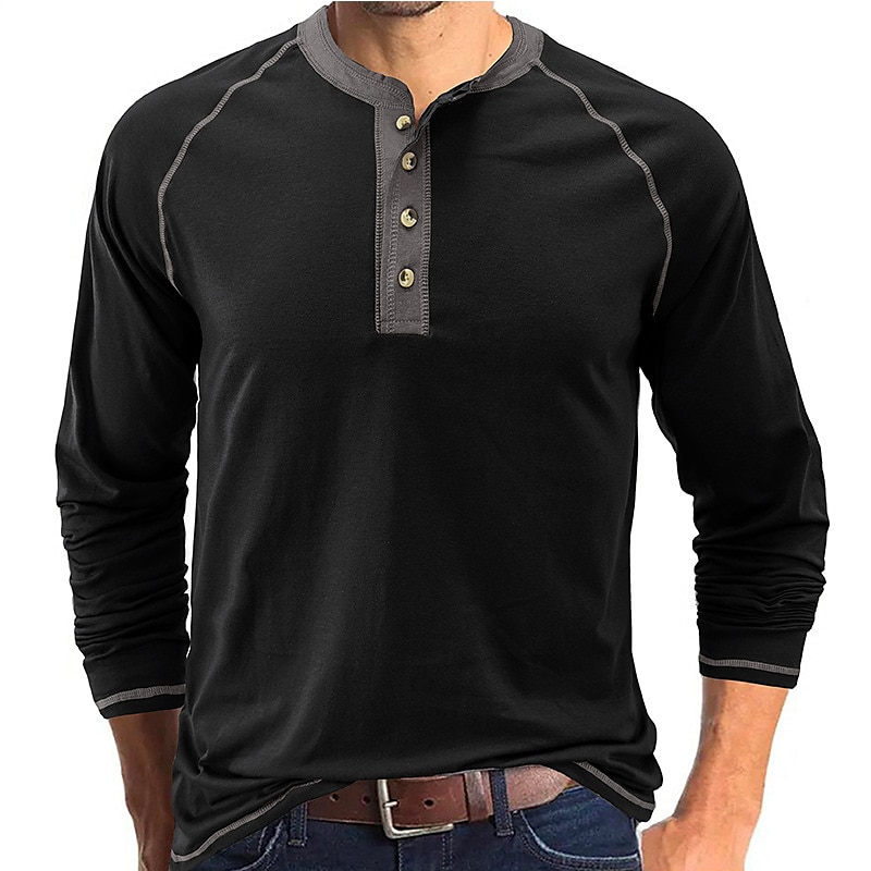 Herr Henleytröja T-tröja Långärmad tröja Slät Henley Gata Semester Långärmad Button-Down Kläder Designer Grundläggande Modernt Modernt 2025 - $22.99 –P6