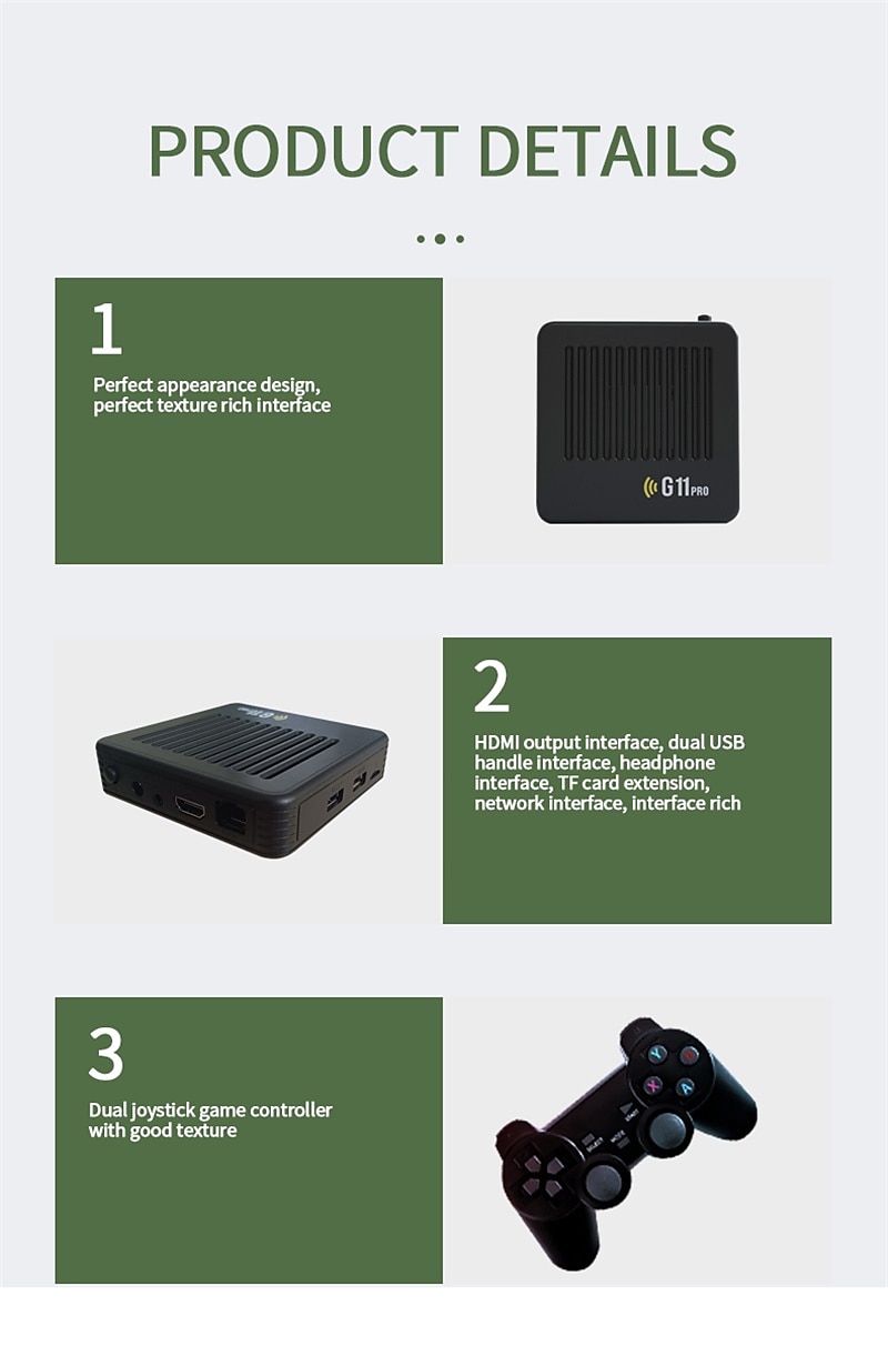 AMPOWN G11 Pro 4K HD 3D GameBox Video game console 64G 128G 256G game sopa 2.4G tablet GamePad support PSP GBC GBA N64 40000 games,Birthday Party Valentine's Day Gifts for Friends and 2026 - $98.99 –P16