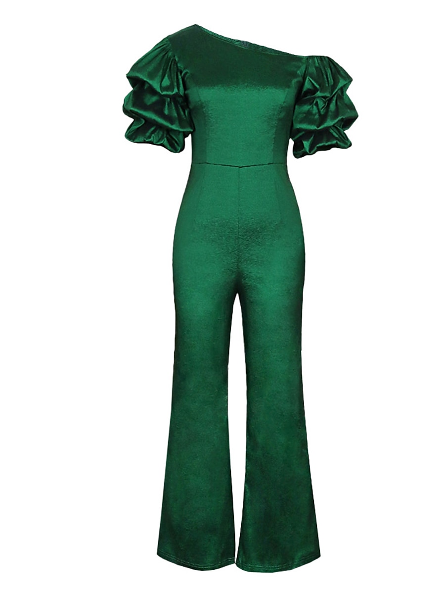 Pentru femei Normal Salopete Elegant Culoare solidă Manșon scurt Mâneci Bufante În V Talie Înaltă Nuntă Petrecere Fit regulat Fucsia Trifoi Vară 2025 - $51.99 –P2