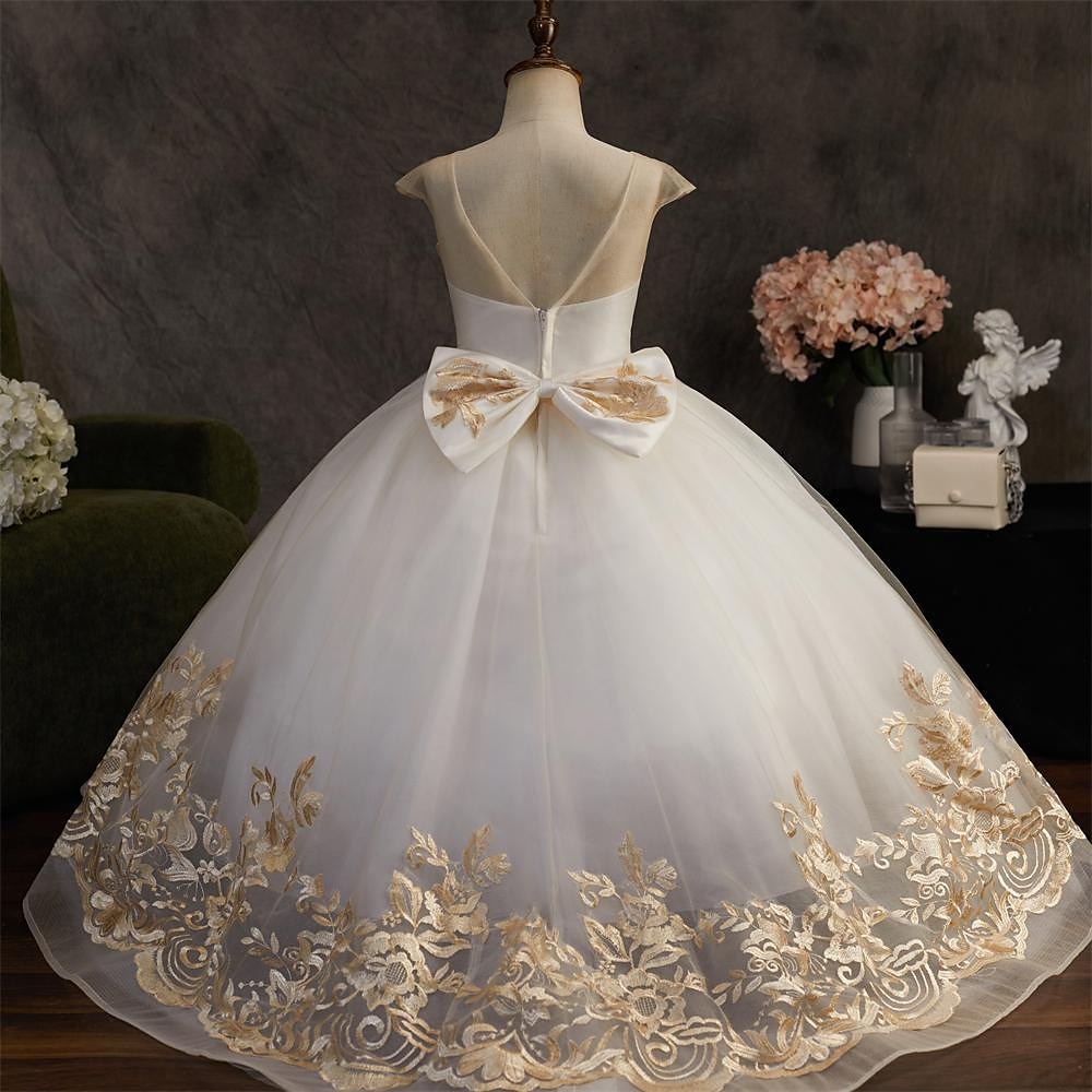 kinderkleidung Mädchen Blumenmädchen Kleid Kleid Blumen Einfarbig Ärmellos Hochzeit Party Geburtstag Spitze Rüschen Gitter Kuschelig Prinzessin Polyester Maxi A Linie Kleid Tüll-Kleid Sommer Herbst 2025 - $91.99 –P10