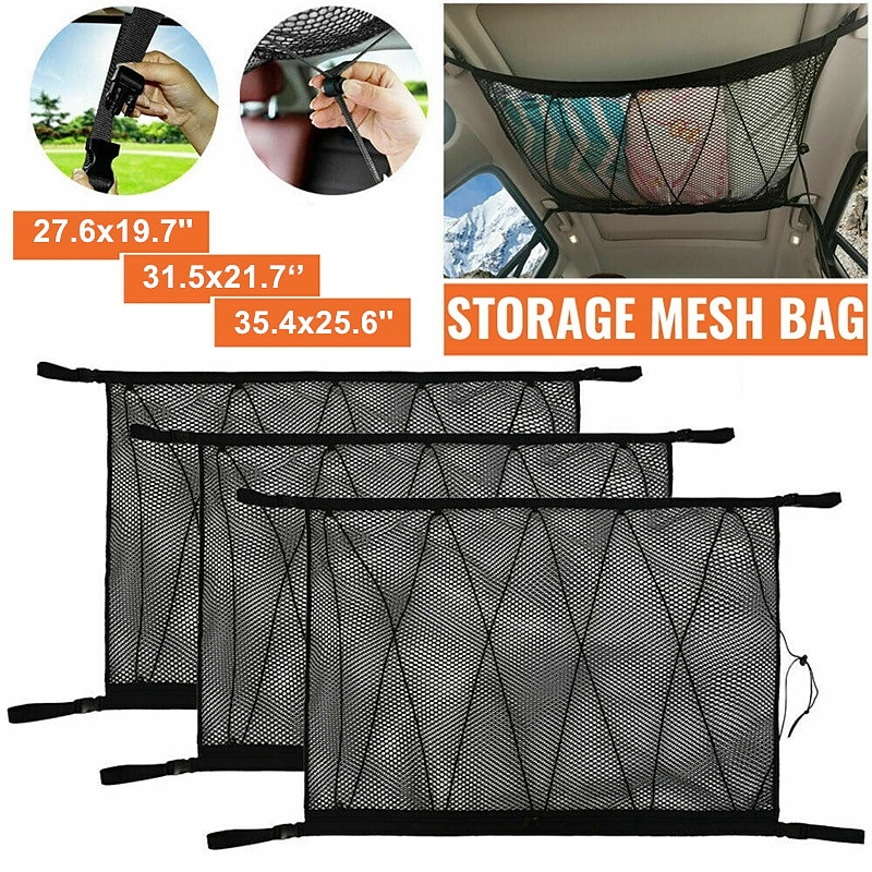 suv auto plafond opslag netto zak dubbellaags gaas auto daktas interieur bagagenet ademende netzak auto opbergen opruimen reizen lange reis camping interieur accessoires 2025 - $17.99 –P1
