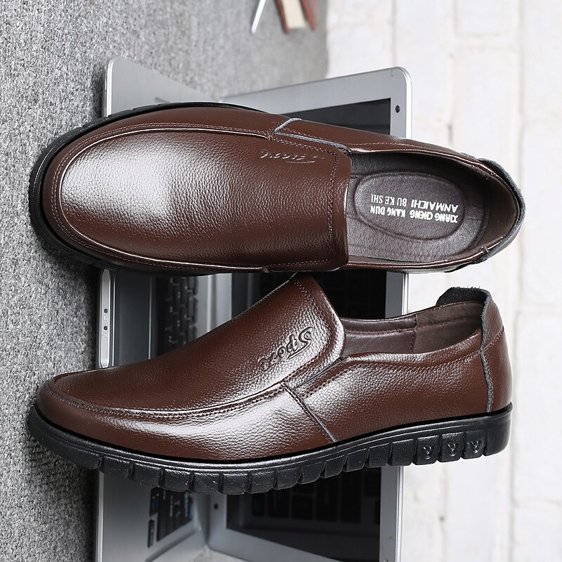 Męskie Mokasyny i buty wsuwane Skórzane buty Komfortowe buty Codzienny Na zewnątrz Codzienny Skóra Ciepłe Oddychający Mokasyny Czarny plusz Brązowy plusz Czarny Wiosna 2025 - $46.99 –P7