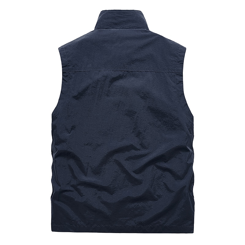 Men's Fishing Vest Sleeveless Vest Outdoor Modern Contemporary All Seasons Multi Pocket Chinlon Outdoor Solid / Plain Color Zipper Standing Collar Standard Fit Black ash-colored khaki Army Green Vest 2025 - $36.99 –P6