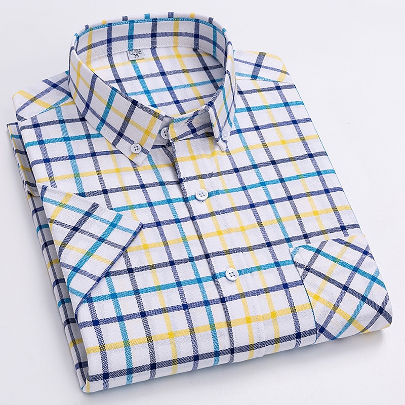 Herren Oberhemd Gestreiftes Hemd Hemd Oxford Hemd Kariert / Gestreift / Chevron Hochzeit Büro & Karriere Kastanienbraun Hellgelb Hellblau Weiß Langarm Hemdkragen Frühling Sommer Bekleidung Kreuz 2025 - $31.99 –P11