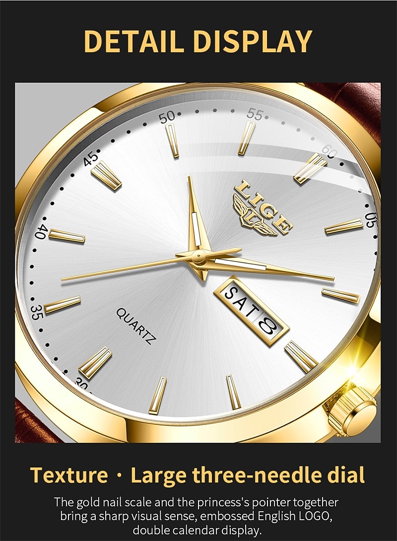 Men Quartz Watch Luxury Business Wristwatch Analog Luminous Calendar Date Week Waterproof PU Leather Watch 2025 - $22.99 –P11