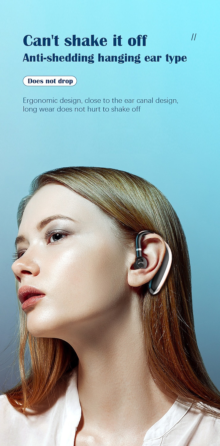 беспроводная гарнитура bluetooth 5.0 водонепроницаемая спортивная bluetooth-гарнитура бизнес-наушники с ушным крючком наушники для вождения дальнобойщика наушники с шумоподавлением с микрофоном для 2025 - $11.99 –P6