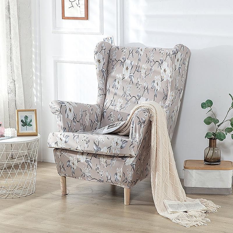 stretch wingback stoltrekk vinge stol slipcovers med seteputetrekk spandex jacquard wingback lenestoltrekk til ikea strandmon stol 2025 - $53.99 –P8