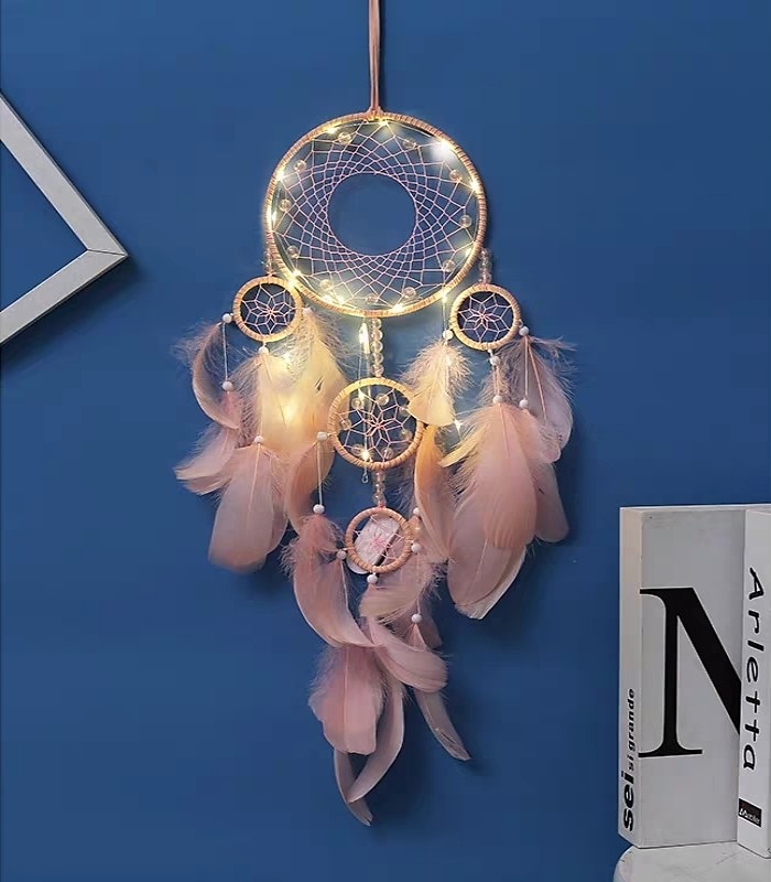 Dream Catcher Handmade Gift  with 5 Circles Feather Bead Flower Wall Hanging Decor Art Boho Style 16*70cm 2025 - $15.99 –P10