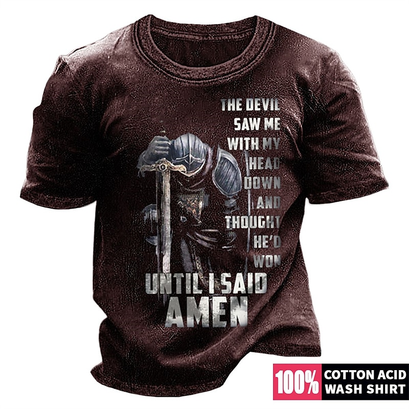 Homens Gráfico Cruz dos Templários Camiseta Camisetas gráficas 100% Algodão Manga Curta Gráfico Camisa Preto Vinho Azul Marinho Camiseta confortável Férias Roupa Diária Roupas de estilistas de 2025 por $15.99 –P5