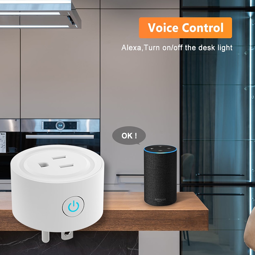 Умная розетка tuya wifi работает с Alexa Google для голосового управления, мини-умная розетка с функцией таймера, концентратор не требуется 2025 - $19.49 –P5