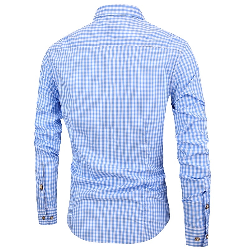 Men's Casual Shirt Button Up Shirt Checked Shirts Black Red Deep Blue Light Blue Long Sleeve Plaid Square Neck Vacation Daily Wear Button-Down Clothing Apparel Cotton Fashion Leisure Hawaiian 2025 - $31.99 –P6
