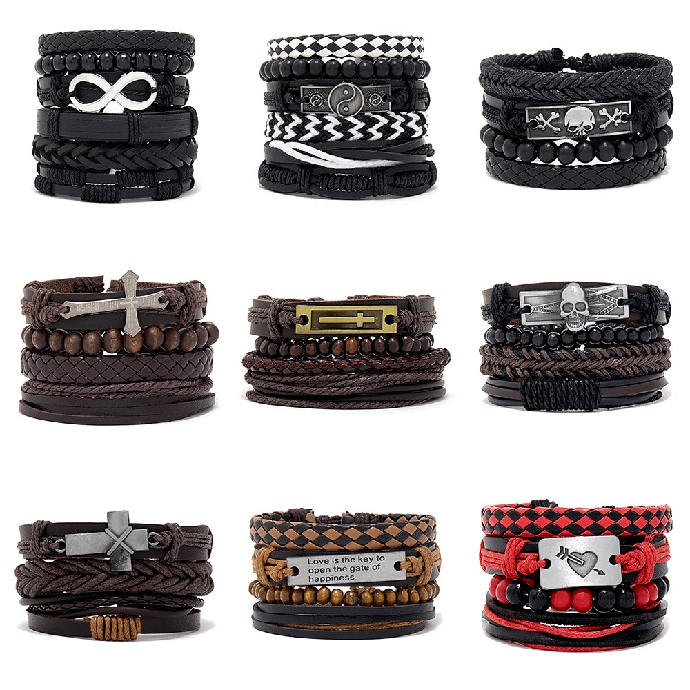 set di combinazioni di braccialetti intrecciati da uomo accessori in lega gioielli fai da te del 2025 a $15.99 –P1