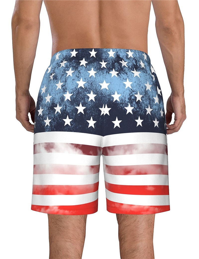 Herr Grafiska tryck Landsflagga Badshorts Boardshorts Medium Midja Hawaiisk Boho Ledigt Dagligen Helgdag Snörning med meshfoder Elastisk midja Designer Kläder 2025 - $19.99 –P20