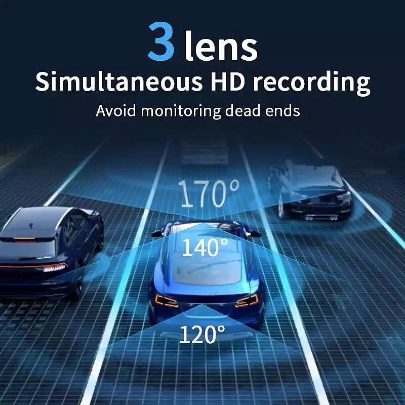 3 Channel Dash Cam Front And Rear Inside 1080P Dash IR Night Vision Loop Recording Car DVR Camera With 3 Inch IPS Screen 3 Cameras Car Dashcam 2025 - $91.99 –P6