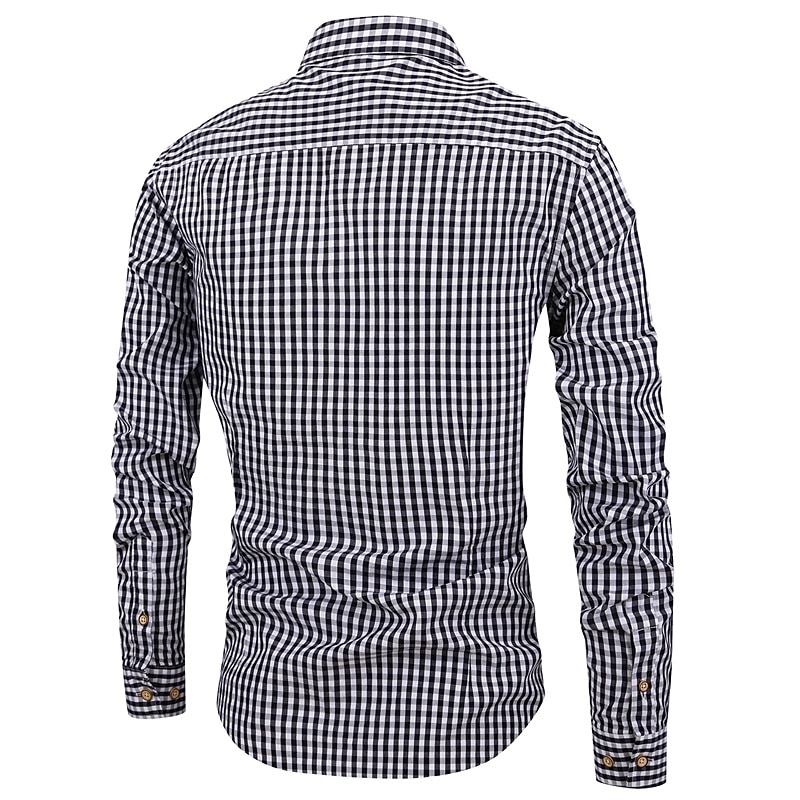 Men's Casual Shirt Button Up Shirt Checked Shirts Black Red Deep Blue Light Blue Long Sleeve Plaid Square Neck Vacation Daily Wear Button-Down Clothing Apparel Cotton Fashion Leisure Hawaiian 2025 - $31.99 –P4