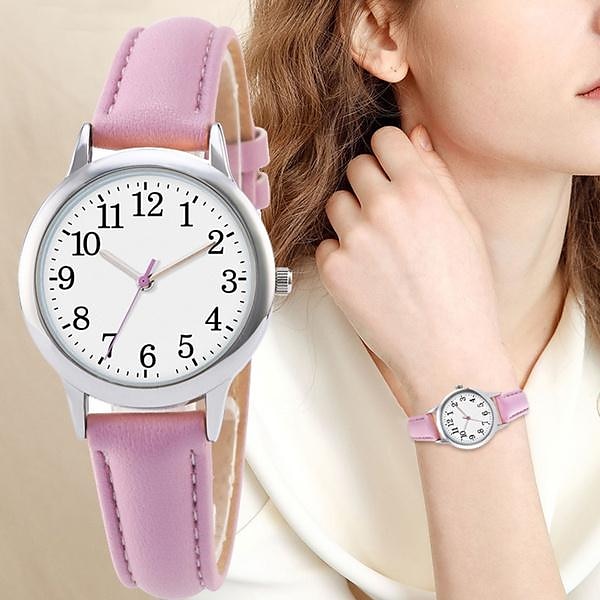 Japan-Uhrwerk Damen-Quarzuhr, leicht ablesbare arabische Ziffern, einfaches Zifferblatt, PU-Lederarmband, Layes-Uhr 2025 - $10.99 -P7
