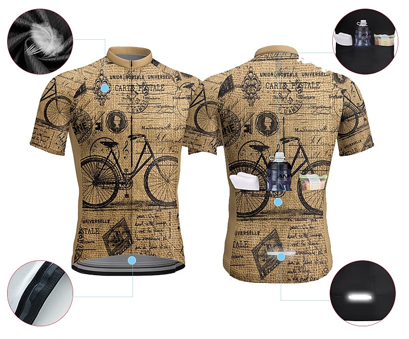 Voor heren Wielrenshirt Grafisch Grappig Korte mouw Fietsen Shirt Kleding Bovenlichaam met 3 achterzakken Bergracen Wegwielrennen Sneldrogend Reflecterende strips Achterzak Vochtregelerend Sport Rood 2026 - $30.99 –P3