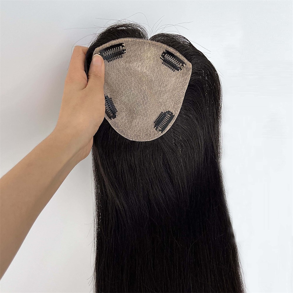 haar toppers voor vrouwen 100% remy menselijk haar topper haarstukje 12*13cm volledige zijde basis steil haar voor dunner wordend haar haaruitval cover grijs haar 2025 - $172.99 –P2