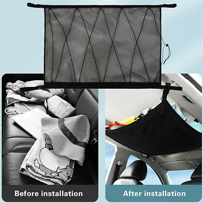 suv auto plafond opslag netto zak dubbellaags gaas auto daktas interieur bagagenet ademende netzak auto opbergen opruimen reizen lange reis camping interieur accessoires 2025 - $17.99 –P10
