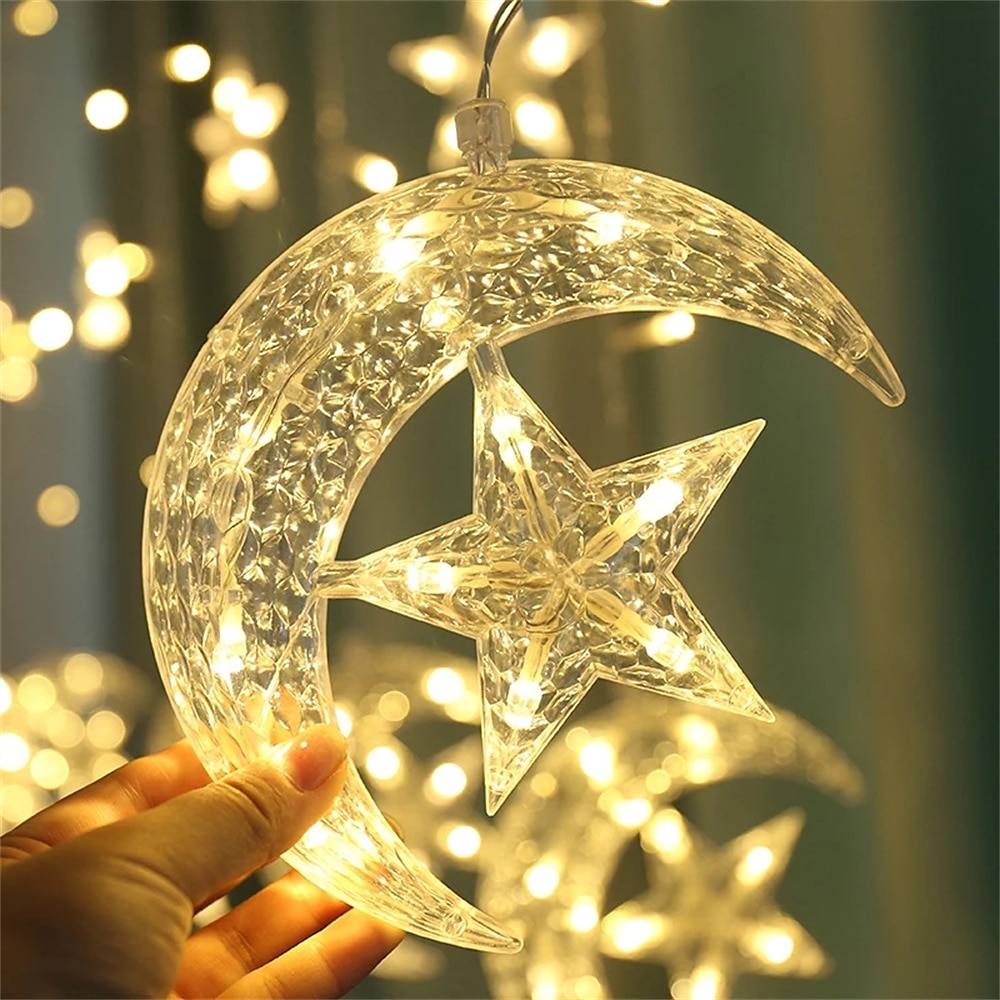 Eid Mubarak Moon Star Led Light String Ramadan Decoration 2024
