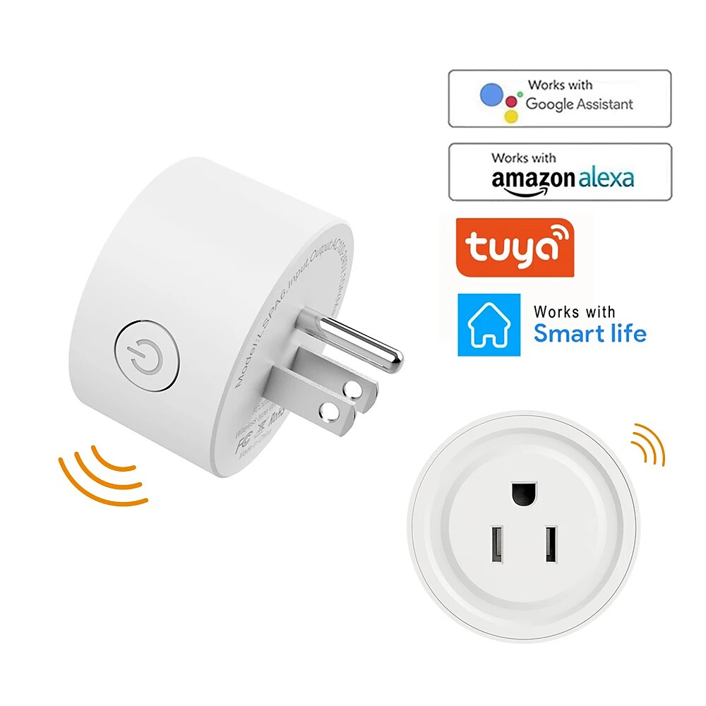 Умная розетка tuya wifi работает с Alexa Google для голосового управления, мини-умная розетка с функцией таймера, концентратор не требуется 2025 - $19.49 –P6