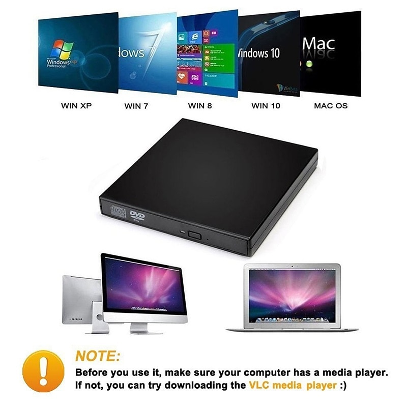 External CD DVD Drive USB 2.0 Slim Protable External CD-RW Drive DVD-RW Burner Writer Player For Laptop Notebook PC Desktop Computer 2025 - $33.99 –P7