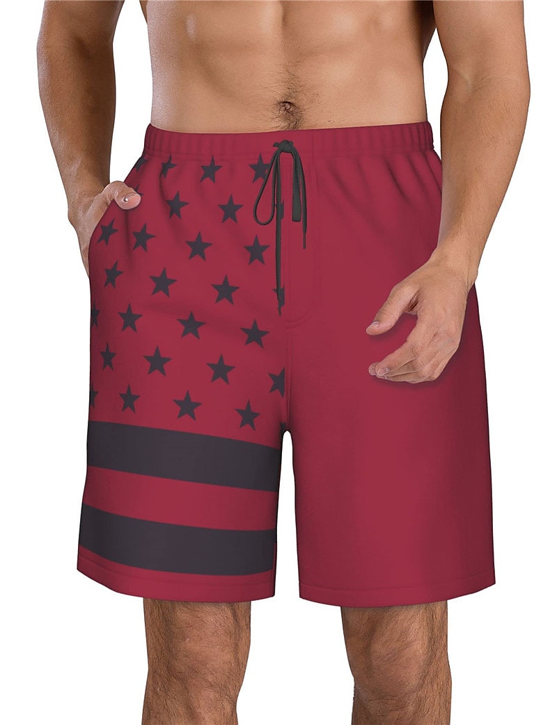 Herr Grafiska tryck Landsflagga Badshorts Boardshorts Medium Midja Hawaiisk Boho Ledigt Dagligen Helgdag Snörning med meshfoder Elastisk midja Designer Kläder 2025 - $19.99 –P11