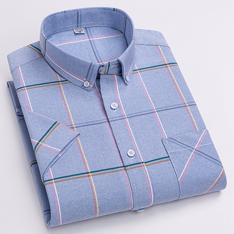 Herren Oberhemd Gestreiftes Hemd Hemd Oxford Hemd Kariert / Gestreift / Chevron Hochzeit Büro & Karriere Kastanienbraun Hellgelb Hellblau Weiß Langarm Hemdkragen Frühling Sommer Bekleidung Kreuz 2025 - $31.99 –P9
