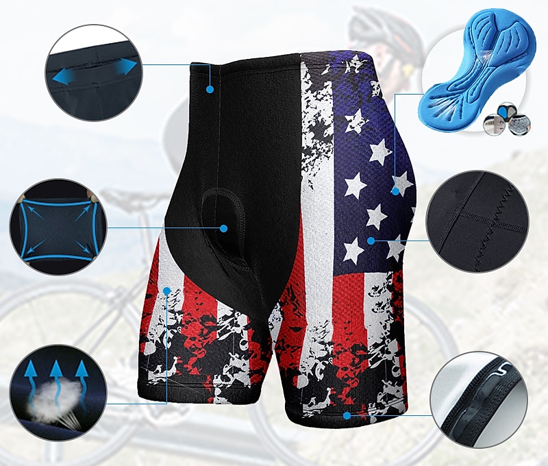 Herren Radunterhose Radhose Fahhrad Gepolsterte Shorts / Gämse Unten MTB Mountain Rennrad Sport Graphic Nationalflagge 3D-Pad Radfahren Atmungsaktiv Schnelltrocknend Rot Blau Polyester Spandex 2025 - $25.99 –P3