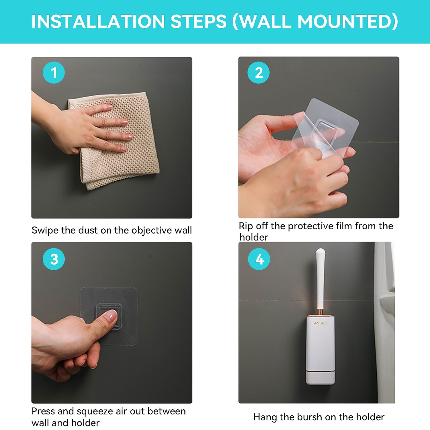 2025年 トイレブラシとホルダー、人間工学に基づいた長いハンドル付きのエレガントなシリコン製便器ブラシセット、モダンなバスルームの装飾クリーニングアクセサリー、耐久性があり、ディープクリーニング、ブラック&amp;amp;;白  コレクション – $6.99 –P4