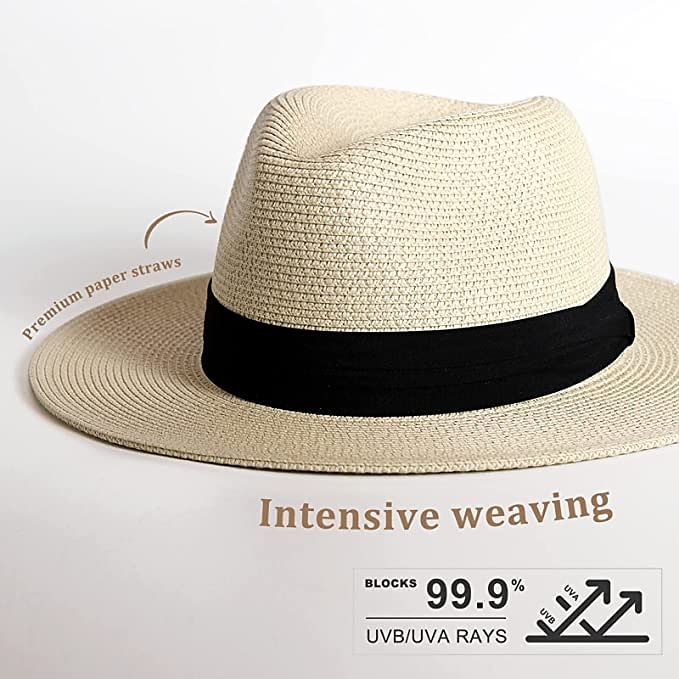 1 pcs Womens Mens Wide Brim Straw Panama Hat Fedora Summer Beach Sun Hat  Straw Hat for Women 2026 - $18.49 –P8