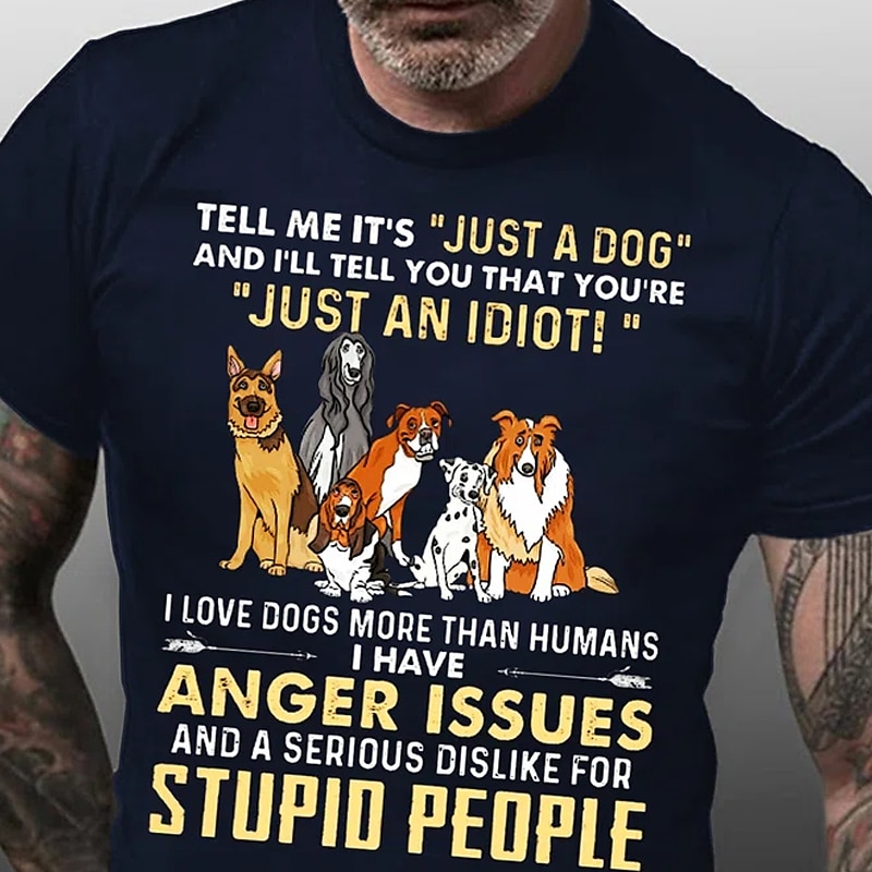 Men's Animal Dog Letter Graphic Prints T Shirt Graphic Tee Cotton Short Sleeves Graphic Shirt Wine Black Red Comfortable Tee Vacation Street Fashion Designer Clothing 2025 - $15.99 –P4