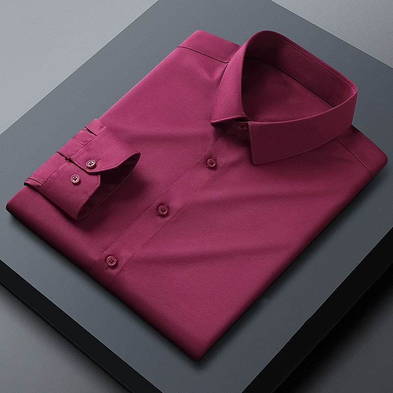Ανδρικά Πουκάμισο Επίσημο Πουκάμισο Σκέτο Γάμου Γραφείο & Καριέρα Μαύρο Λευκό Κρασί Μπλε Μακρυμάνικο Απορρίπτω Άνοιξη & Χειμώνας Ρούχα Βασικό 2026 - $23.99 –P1