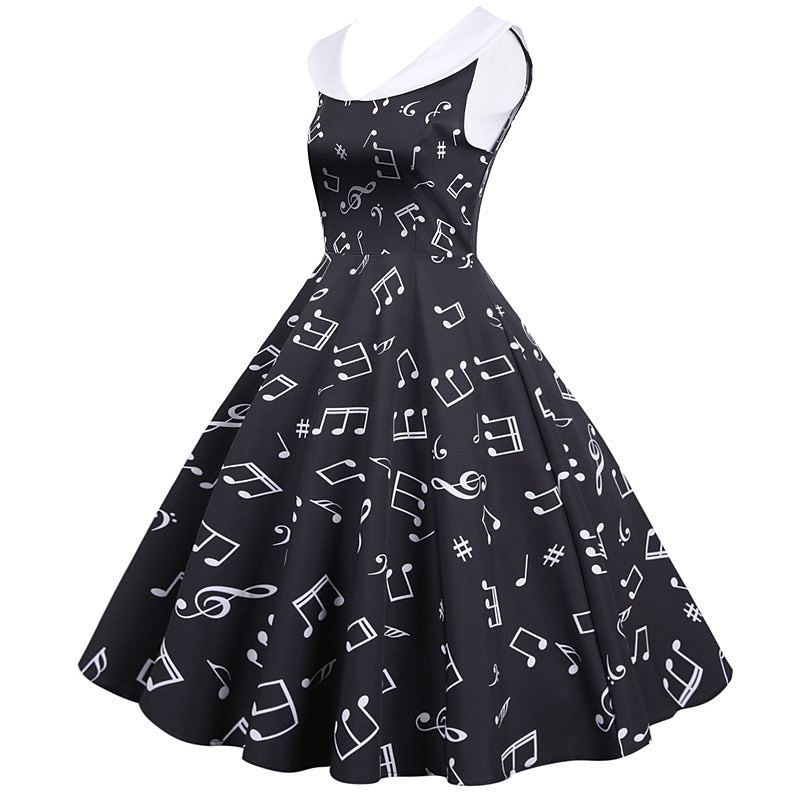 Retro / vintage 1950 Rochie de epoca Rochie leagăn Rochie Flare Note muzicale Pentru femei Carnaval Mascaradă Casul / Zilnic Petrecerea Burlăcițelor Adulți Rochie Rochii de acasă 2025 - $23.99 –P13