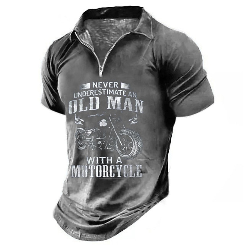 Polo grafica a maniche corte da uomo - Non Sottovalutare Un Uomo Anziano Con Una Moto Maglietta Regalo Biker del 2026 a $23.99 –P3