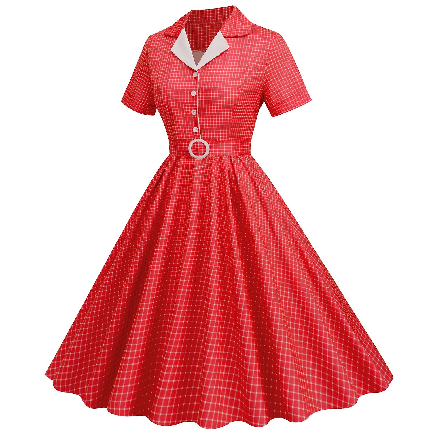 Retro 50. léta Rockabilly Ke kolenům Houpací šaty Flare šaty Košilové šaty S páskem Pléd Dámské Karneval Plesová maškaráda Čajový dýchánek Běžné / Denní Retro tematická párty Dospělé Šaty Jaro léto 2025 - $29.99 –P13