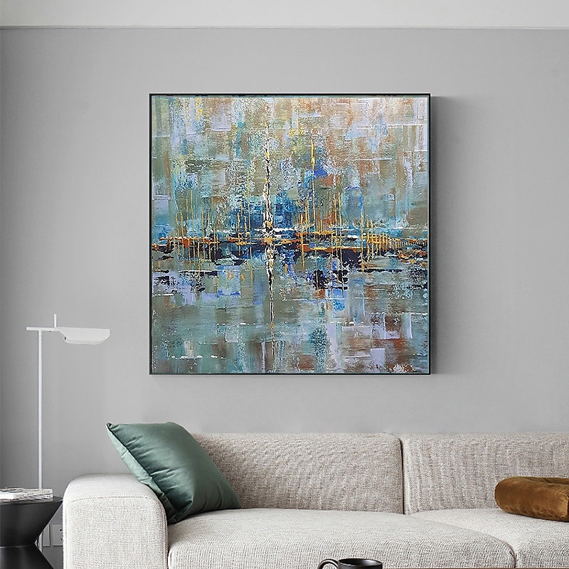 Oil Painting 100% Handmade Hand Painted Wall Art On Canvas Blue Line Abstract Modern Home Decoration Decor Rolled Canvas No Frame Unstretched 2025 - $114.99 –P4