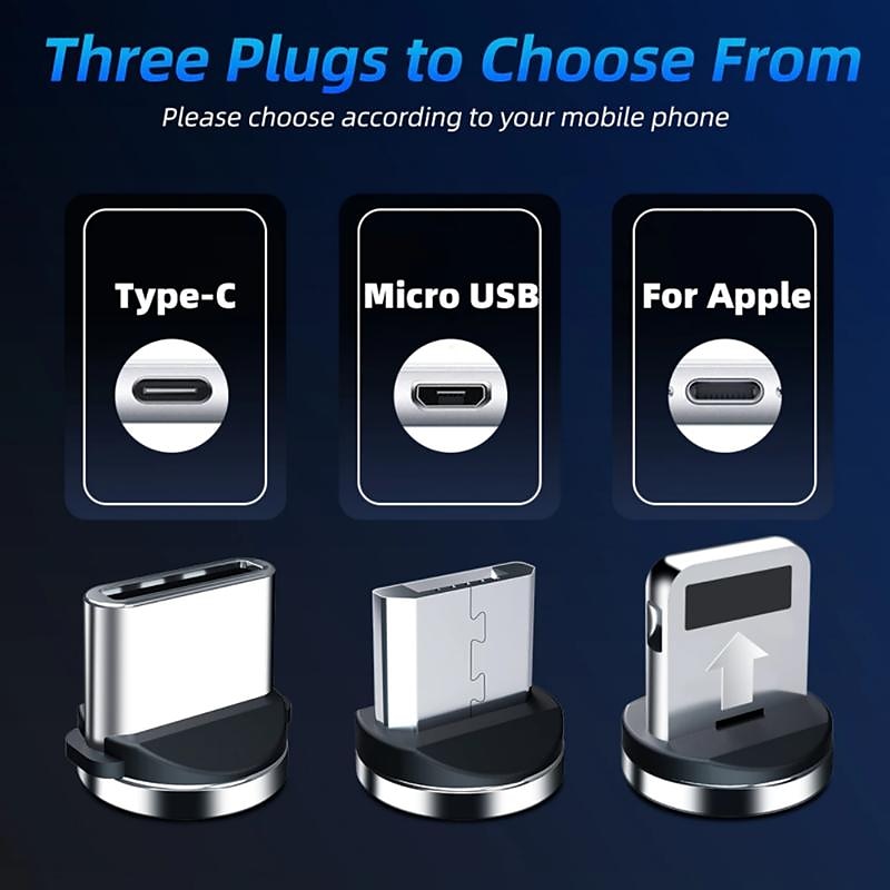 5A Magnetic Multi Charging Cable 3.3ft 6.6ft USB A to Lightning / micro / Type C Fast Charging 3 in 1 540° Rotating Phone Charger Nylon Braided USB Cable For IPhone/Micro USB/Type C Device 2025 - $12.99 –P8