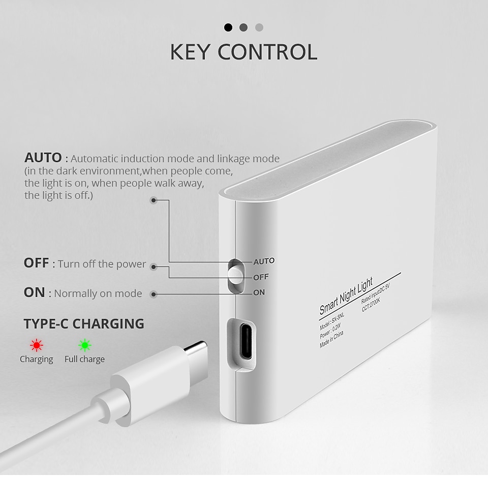 led nachtverlichting bewegingssensor usb oplaadbare koppeling inductie draadloos nachtlampje keukenkast gang nachtlampje voor slaapkamer thuis trap doorgang verlichting 2025 - $10.99 -P4