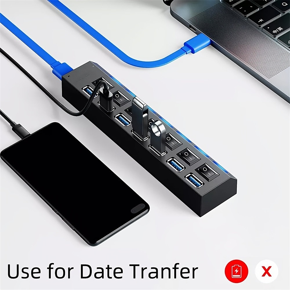4-Port/7-Port USB To USB 2.0 Ultra-Mini Hub Adapter Hub Power On/Off Switch For PC Laptop Computer 2025 - $10.99 –P10