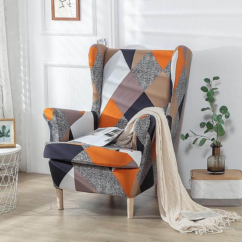 stretch wingback stoltrekk vinge stol slipcovers med seteputetrekk spandex jacquard wingback lenestoltrekk til ikea strandmon stol 2025 - $53.99 –P3