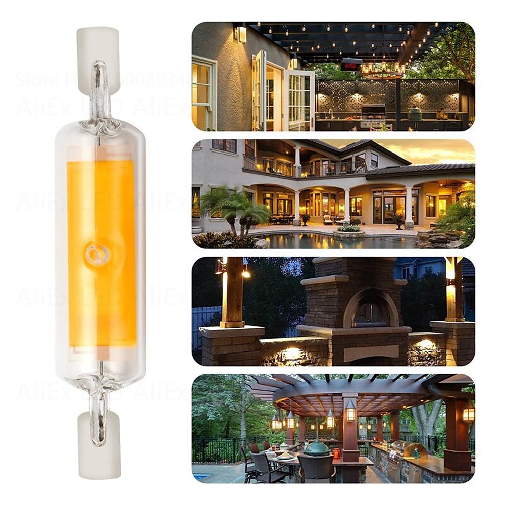 dimmes uten flimmer led r7s glass cob tube pære 78mm 118mm maislampe 110v 220v høyeffekt j78 j118 bytt halogenlys lampadas 2025 - $15.99 –P1