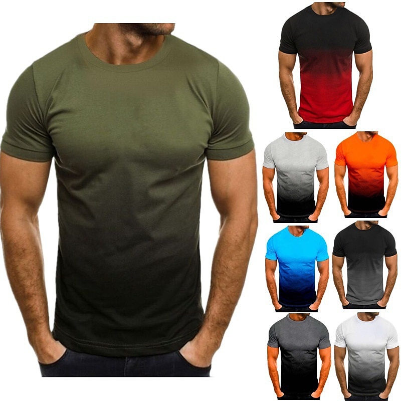 Men's T shirt Tee Tee Top Gradient Crew Neck Street Vacation Short Sleeves Clothing Apparel Fashion Sport Basic 2026 - $13.49 –P1