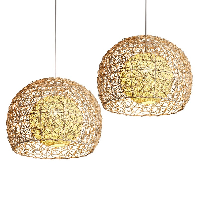 LED függőlámpa bambusz lámpás dizájn csillár retro 25 cm-es csillár mennyezeti világítás nappali hálószoba étteremben kávézó bár étterem klub 2025 - $118.99 –P6