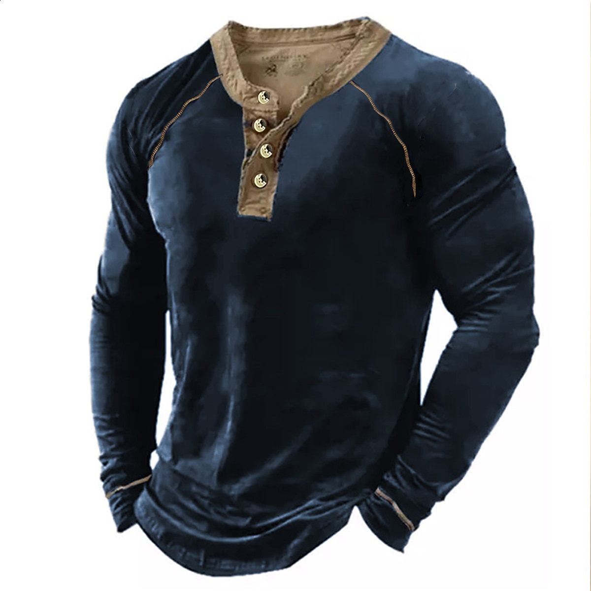 Miesten Henley-paita T-paidat Pitkähihainen paita Tavallinen Henley Katu Loma Pitkähihainen nappi Vaatetus Suunnittelija Perus Moderni nykyaikainen 2026 - $24.99 –P2