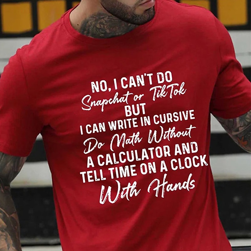 Per uomo Lettera Stampe Grafiche Divertente Maglietta Maglietta grafica Cotone Maniche Corte Grafico Camicia Nero Bianco Rosso Maglietta comoda Vacanza Streetwear Abbigliamento di stilista del 2025 a $15.99 –P5
