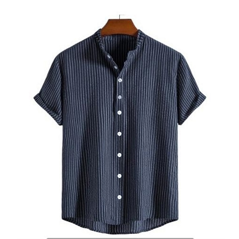Per uomo Camicia con colletto cinese Camicia con colletto alla coreana Camicia Estiva Camicia casual Camicia da Spiaggia Camicie a righe A righe Vacanza Streetwear Nero Bianco Giallo Verde chiaro del 2025 a $21.99 –P1
