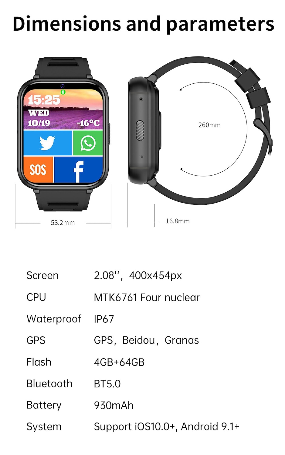 696 PG668 Smart Watch 2.08 inch 4G LTE Cellular Smartwatch Phone Bluetooth 4G Pedometer Activity Tracker Heart Rate Monitor Compatible with Android iOS Women Men GPS Hands-Free Calls Media Control IP 2025 - $227.59 –P20